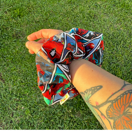 Womens Girls Spider-Man Scrunchie Spiderman Hair Tie Gift Ponytail Holder