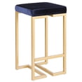 thumbnail image 2 of Midas 26" Contemporary-Glam Counter Stool In Gold With Blue Velvet Cushion - Set Of 2, 2 of 7