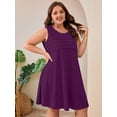 thumbnail image 5 of SHOWMALL Plus Size Sleeveless Summer Dress for Women, Perfect Mother's Day Gift, Purple 3X Casual Pleated Dress with Pockets for Party & Graduation, 5 of 7