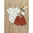 thumbnail image 2 of Newborn Baby Floral Print Short Sleeve Romper + Drawstring Shorts 2 Piece Outfits Set, 2 of 9