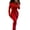 red, variant on Women’s 2 Piece Outfit Set, Sexy Bodycon Long Sleeve Crop Top and Flared Pants Set, Stretchy Athletic Lounge Wear Tracksuit for Casual or Party Style