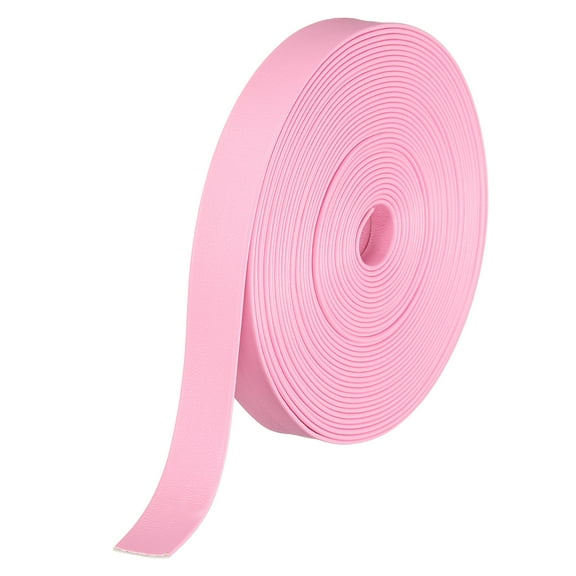 5 Yard 12mm PU Faux Leather Strips, Fold Over Leather Strap Roll Double Sided Faux Supplies for DIY Craft Projects, Pink