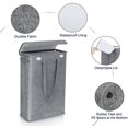 thumbnail image 2 of 45L Slim Laundry Hamper with Lid Collapsible Slim Narrow Storage Basket (Dark Gray), 2 of 4