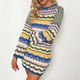 thumbnail image 7 of SCSAlgin Women Crochet Knit Mini Dress Long Sleeve Colorful Stripe Mesh Casual Sweater Dress Summer Beach Wear, 7 of 7