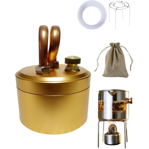 Ultralight Mini Alcohol Stove Spirit Burner, Portable Backpacking Stove for Camping Hiking, Windproof Leak-Proof Fast Heating Outdoor Emergency Survival Cooker(Gold)Q