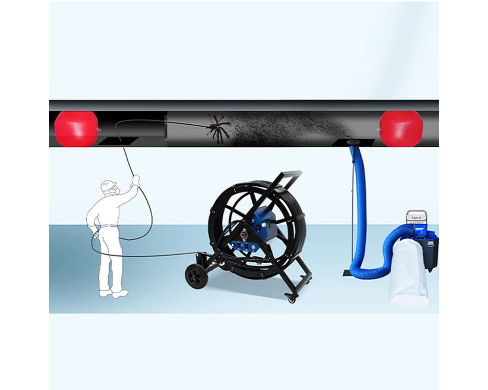 AC Duct Cleaning Brush Shaft Flexible Duct Cleaner HVAC Duct Cleaning Machine 80-800MM