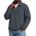 thumbnail image 2 of JULMCOMO Fleece Jacket for Men Full Zip Collared Thickened Casual Jacket Outdoor Fall Winter Warm Coat with Pockets Dark Gray M, 2 of 6