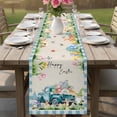 thumbnail image 4 of Easter Table Runner - 48 Inch Long Blue Plaid Truck Eggs Bunny Spring Floral Gnomes Rustic Cotton and Linen Blended Dress Scarves Farmhouse Table Runner for Kitchen Dining, Coffee Table, 13" x 48", 4 of 8
