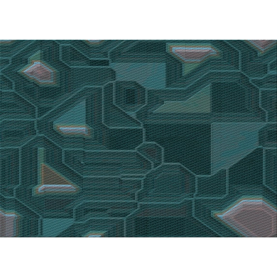 Ahgly Company Machine Washable Indoor Rectangle Transitional Teal Green Area Rugs, 3' x 5'