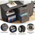 thumbnail image 4 of Large Executive Office Desk and 47" Lateral File Cabinet Combo,L-Shaped Desk 2 Piece Business Furniture with Drawers and Shelves My Lux Decor Round, 4 of 6