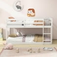 thumbnail image 4 of Costway Lit Superposé Bas Simple sur Simple avec Garde-Corps Échelle Intégrée Enfants en Bois Blanc, 4 of 10