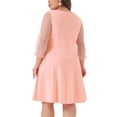 thumbnail image 4 of DARING DIVA Plus Size Square Neck Sheer Ruffle Flowy A-Line Midi Dress 2X Pink, 4 of 6