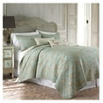 thumbnail image 2 of - Lyon Teal Quilt Set - Full/Queen Quilt + Two Standard Pillow Shams - Toile - Teal, Brown, Cream - Quilt Size (88x92in.), Sham Size (26x20in.) - Reversible - Cotton Fabric, 2 of 5