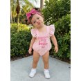 thumbnail image 6 of Cjfdfy Newborn Baby Girl Summer Clothes Baby Girls Mama's Little Bestie Daddy's Little Girl Outfit Ruffled Sleeveless Bow Embroidery Plaid Romper Headband Set, 6 of 9