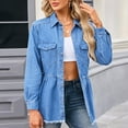 thumbnail image 6 of Wiyuqeen Womens Button Down Jean Tunic Elegant Pleated Waist Denim Coat Soft Lightweight Long Jean Jackets Lapel Long Sleeve Denim Shirt, 6 of 7