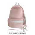 thumbnail image 2 of Solid Color Backpack with Zippered Side Pocket, Aesthetic School Backpack, Lightweight Breathable Bookbag for Middle School College, Pink, 2 of 10