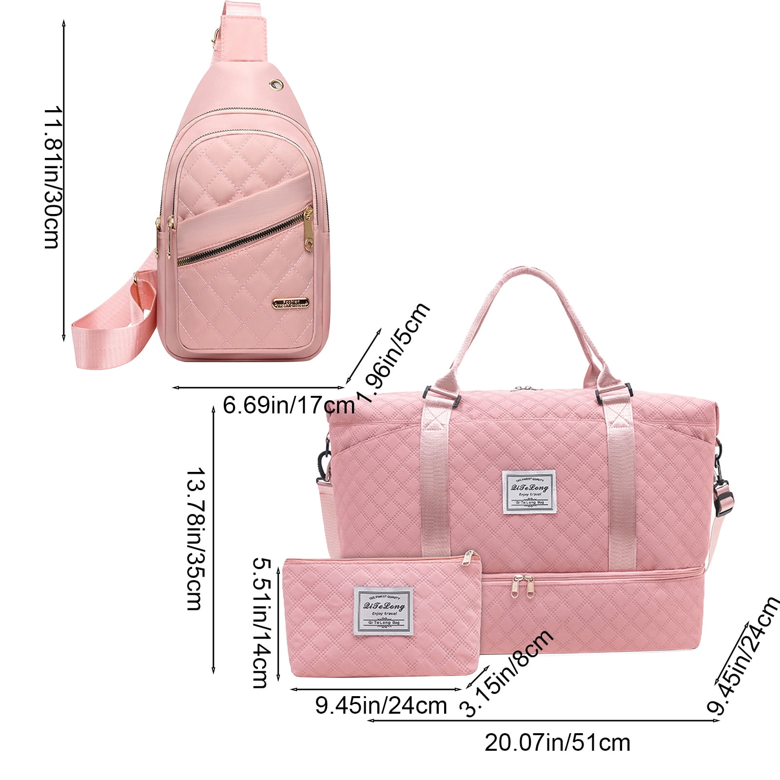 Multi Functional Travel Bag Three Piece Set Large Capacity Lightweight Travel Storage Bag Luggage Bag with Handbag And Shoulder Crossbody Bag Up to 65% Off