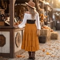 thumbnail image 6 of Womens Off Shoulder Renaissance Dress Bell Sleeves Vintage Medieval Peasant Long Dresses Halloween Pirate Costume(OrangeL), 6 of 6