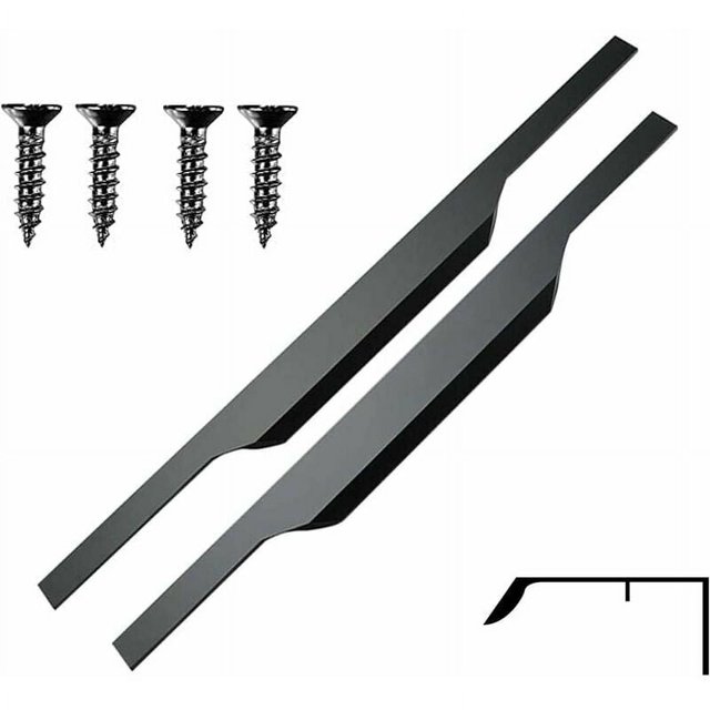 Tirador de cocina Tirador para muebles Tiradores ocultos para muebles Tiradores de puertas negros mate Tirador de perfil de aluminio Tirador integrado Muebles de cocina 2 piezas