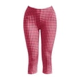 thumbnail image 4 of CHEEREAM Womens Capri Leggings Plaid Print Elastic Waisted Cropped Pants Skinny Split Hem Bottom, 4 of 7