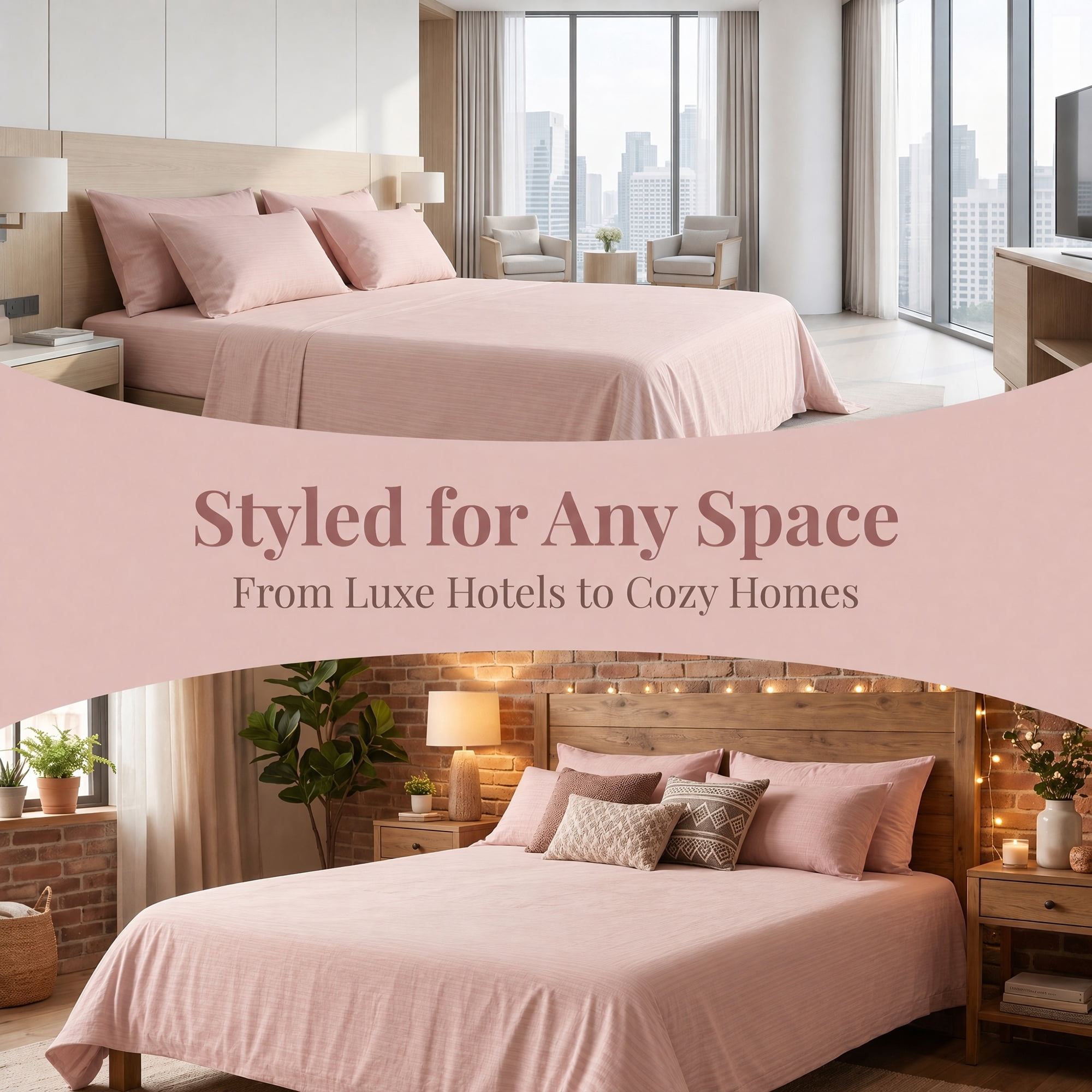Unique Bargains Double Gauze Bed Sheet Flat Sheet Wrinkle Textured Bedding Light Pink 63"x91"