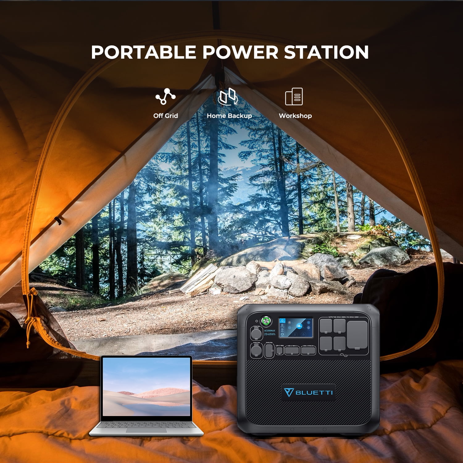 Bluetti AC200MAX Expandable Portable Power Station, 2048Wh
