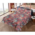 thumbnail image 4 of Ambesonne Alstroemeria Fitted & Flat Sheet with Sham 3 Pcs Set, Abstract Boho Blooms, Twin XL, Dark Pink Coral Indigo, 4 of 5