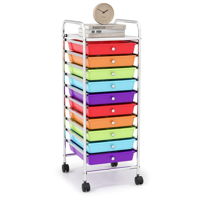 10 Drawer Rolling Storage Cart Organizer Art & Craft Storage Cart Tools Scrapbook Paper Office School Organizer Multicolor