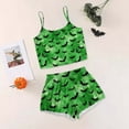 thumbnail image 2 of CAUYDY Women Pumpkin Print Pajama Set - Halloween Tank Top High Waist Shorts Loungewear Cute Sleepwear(Light Green,M), 2 of 8