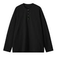 thumbnail image 4 of KHONTS Men's Long Sleeve Waffle Henley Shirts Casual Fall Thermal Shirts Button T-Shirt Black XXXL, 4 of 5