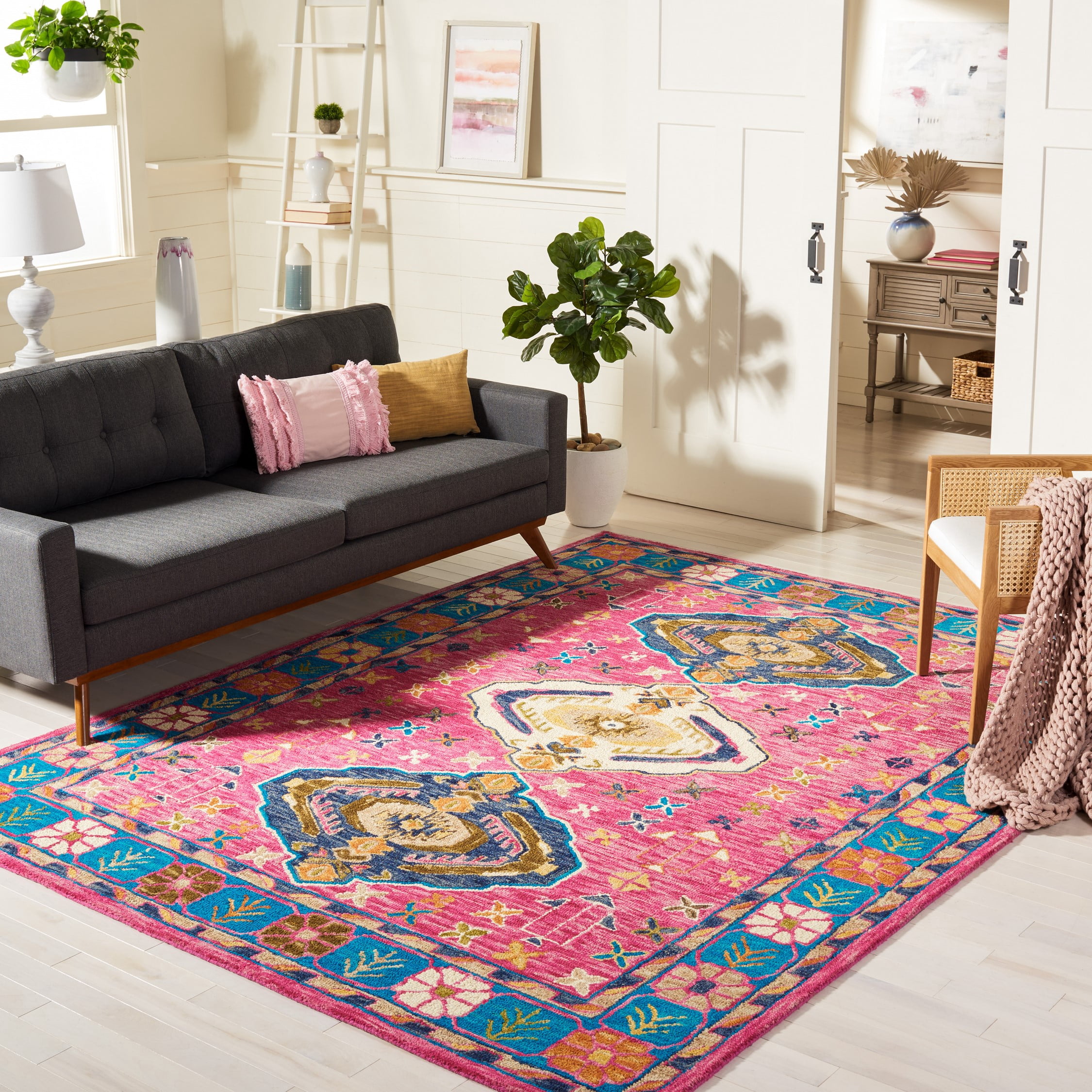 SAFAVIEH Aspen Noel Tribal Area Rug, Red/Blue, 7' x 7' Square