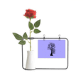 thumbnail image 1 of Un árbol, una jaula. Botella de decoración de jarrones colgantes de flores rosas artificiales, 1 of 3