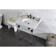thumbnail image 3 of Kingston Brass LMS30MA0 Pemberton 30" Carrara Marble Console Sink with Acrylic Legs (8-Inch, 3-Hole), Carrara Marble White/Matte Black, 3 of 8