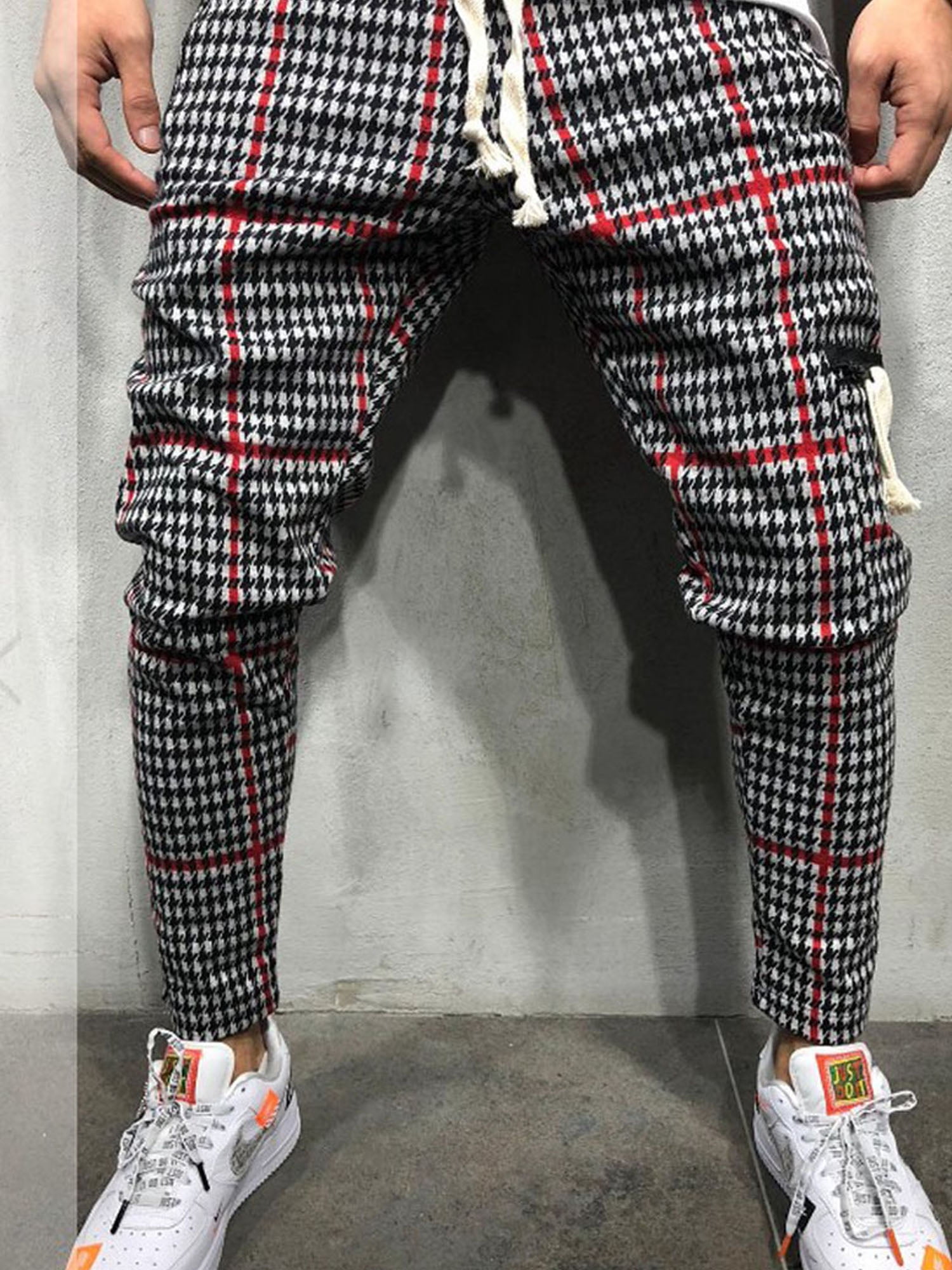 Source in stock red plaid pants accept Custom Fashion Black Men Sport Plaid  Track Pants on malibabacom