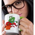 thumbnail image 2 of 3drose, Cute Super Frog Superhero Cartoon, 15oz Two-tone Green Mug, 2 of 6