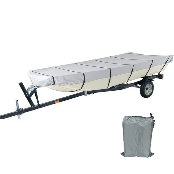 EPOTOOR 600D Marine Grade Heavy Duty Trailerable Boat Cover Replacement for Jon Boat Cover Gray