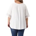 thumbnail image 3 of Unique Bargains Women's Plus Size Hollow Out Lace Crochet Crew Neck Short Sleeve T-Shirt 3X White, 3 of 6