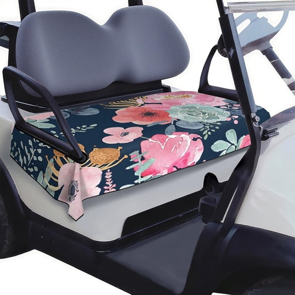 Elegant Floral Pattern Golf Cart Front Seat Cover 51" x 31" Towel Style Blanket for Golf Cart Fit Cooling Fabric