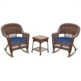thumbnail image 1 of Afuera Living 3pc Wicker Rocker Chair Set in Honey with Blue Cushion, 1 of 1