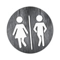thumbnail image 4 of Señal de baño de baño redonda Señal de identificación de baño 3D Diseño de madera Señal de inodoro conveniente decoración de la señal de la puerta Gris, 4 of 9