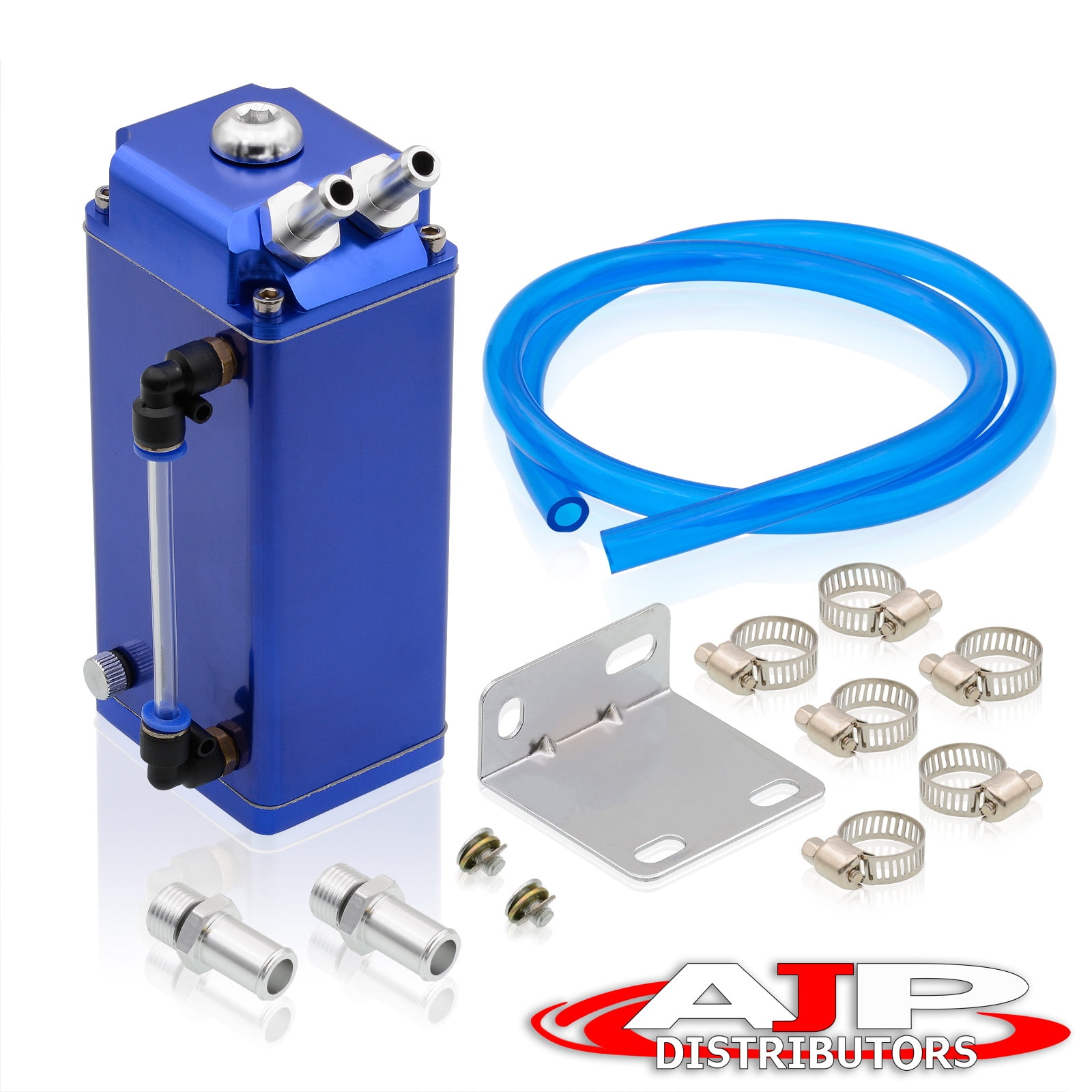 AJP Distributors Replacement Upgrade Universal 600ML Oil Catch Can Square Rectangular Aluminum Tank Reservoir Engine Motor Oil Assembly Blue 