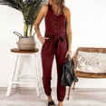 thumbnail image 2 of gakvbuo Jumpsuits For Women Summmer Dressy Wedding Fashion Women's Casual Solid Color Sleeveless Suspenders V Neck Lacing Jumpsuit, 2 of 7
