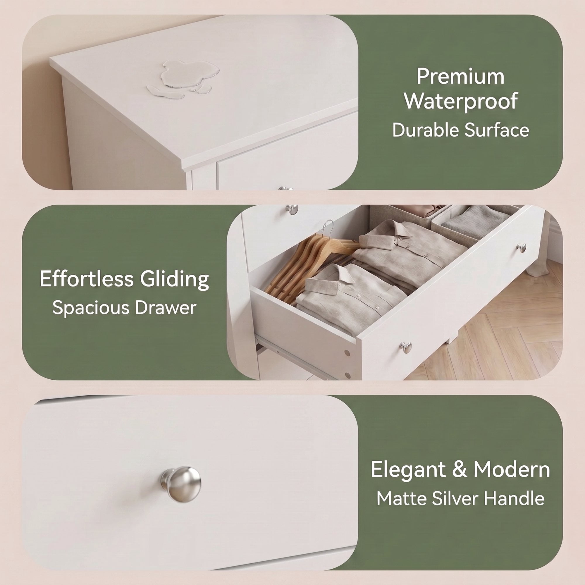 TrumanPick Tall White Dresser, 5 Drawer Dressers for Bedroom 47.2"H x 31.1"W x 15.7"D, Wood Chest of Drawers for Living Room Hallway Entryway