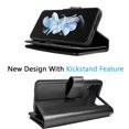 thumbnail image 4 of Galaxy Z Flip4 Case, Samsung Z Flip4 Wallet Case, Samsung Galaxy Z Flip4 PU Leather Case, Luxury Cash Credit Card Slots Holder Carrying Folio Flip Cover Kickstand & Hand Strap - Black, 4 of 7