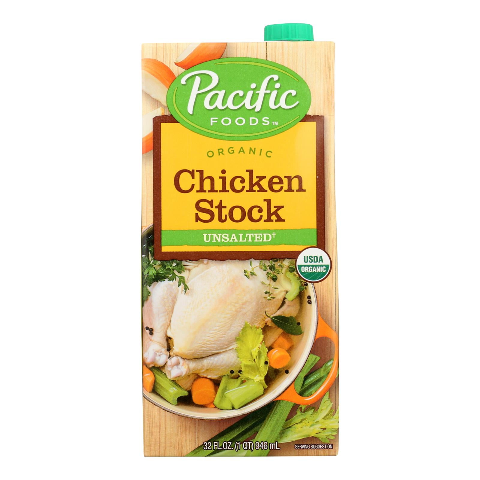 (12 Pack) Pacific Natural Foods Organic Unsalted Chicken Stock, 32 Fl