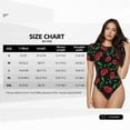 thumbnail image 5 of KLL Women 's Crew Neck Bodysuit Jumpsuits Cherry Print Short onesies Stretch T Shirts, 5 of 7