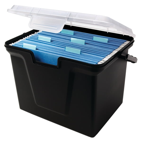 Portable File Box Transparent Plastic Folder Single Layer Office Stationary Kits