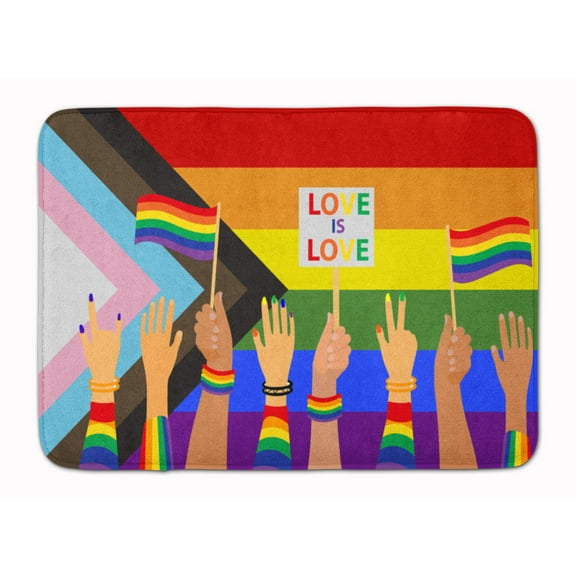 Gay Pride Parade Progress Pride Machine Washable Memory Foam Mat