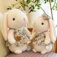 thumbnail image 4 of 9.8inch Cute and Soft Plush Rabbit Stuffed Animal with Floral Dress and Bow, Standing Lop Eared Bunny Toy for Easter, Birthday - Gift for Boys and Girls, 4 of 6