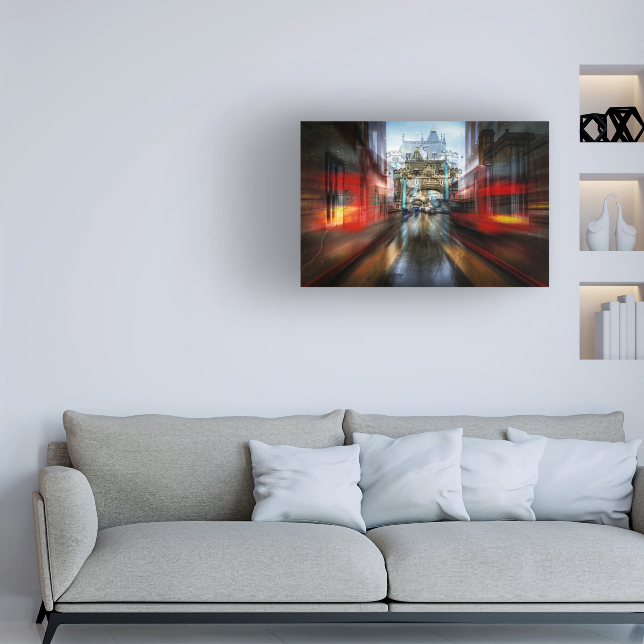 Canvas Wall Art - Orkidea W. 'The Red Bus' Wall Art for Living Room, Bedroom, or Office Décor by Trademark Fine Art - 19 x 12 Inches